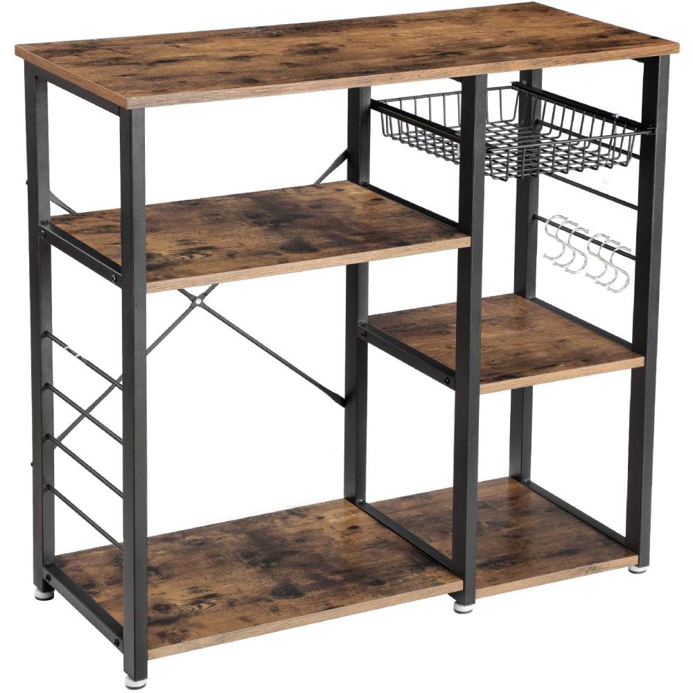 3-Tier Kitchen Baker’s Rack – Microwave Stand with Storage Shelf and Hooks
