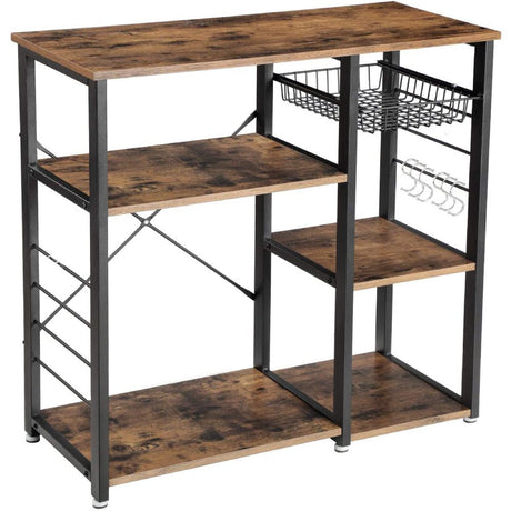3-Tier Kitchen Baker’s Rack – Microwave Stand with Storage Shelf and Hooks