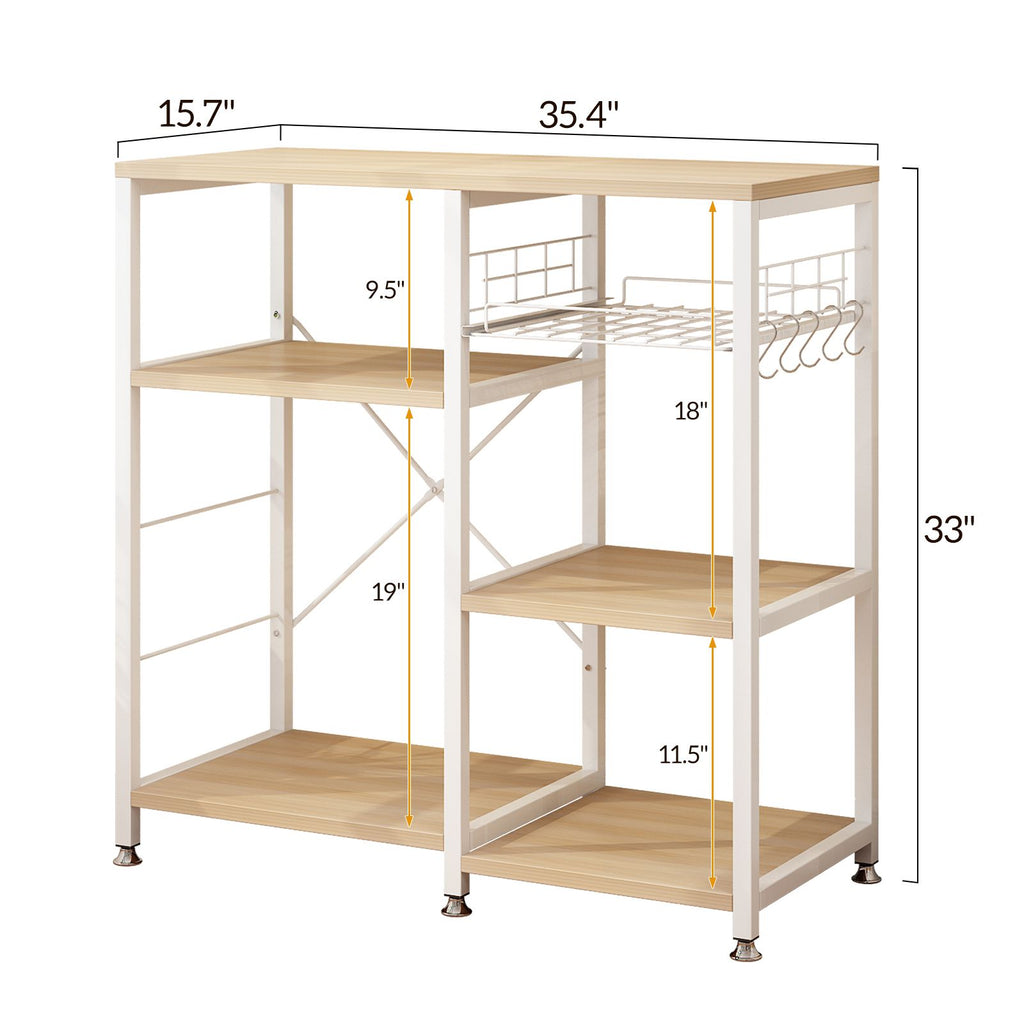 3-Tier Kitchen Baker’s Rack – Microwave Stand with Storage Shelf and Hooks