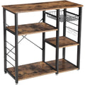 3-Tier Kitchen Baker’s Rack – Microwave Stand with Storage Shelf and Hooks - Brown