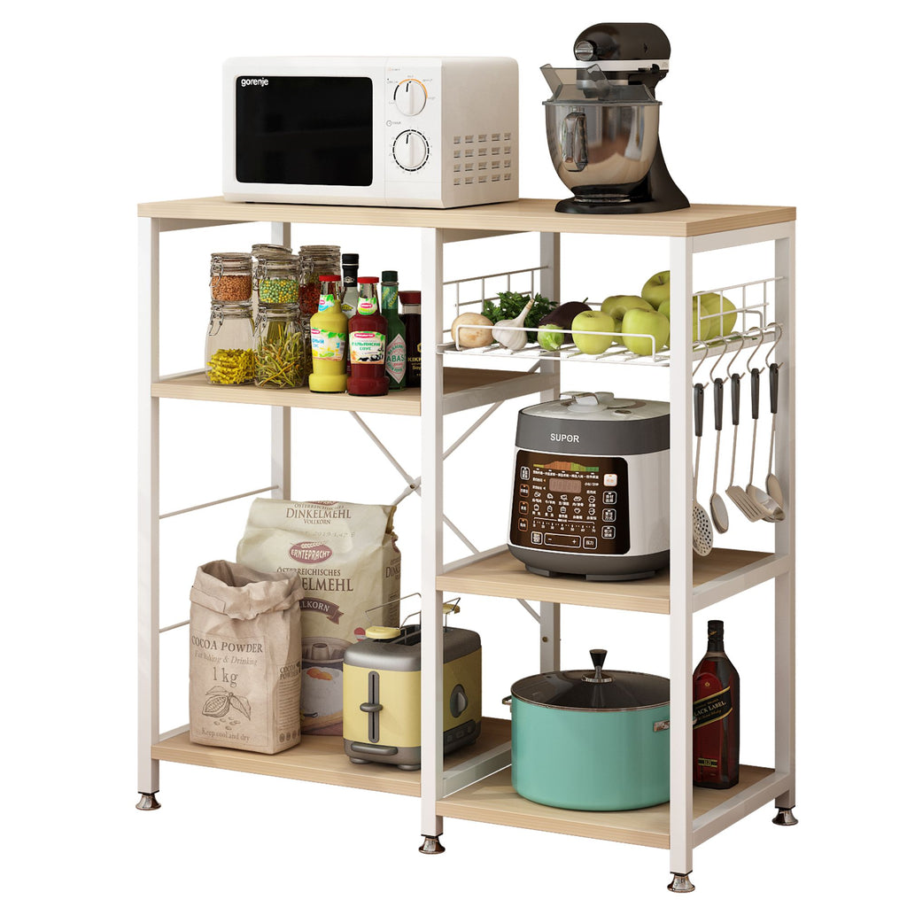 3-Tier Kitchen Baker’s Rack – Microwave Stand with Storage Shelf and Hooks