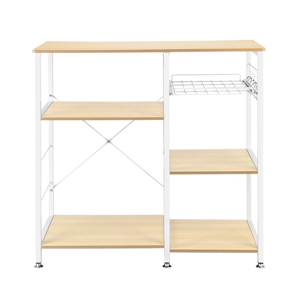 3-Tier Kitchen Baker’s Rack – Microwave Stand with Storage Shelf and Hooks