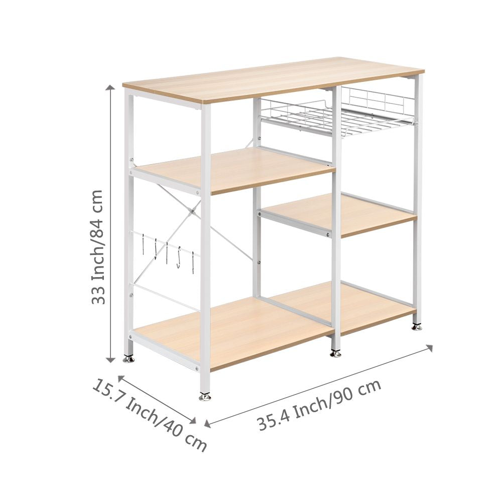 3-Tier Kitchen Baker’s Rack – Microwave Stand with Storage Shelf and Hooks