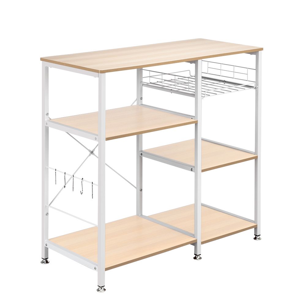 3-Tier Kitchen Baker’s Rack – Microwave Stand with Storage Shelf and Hooks