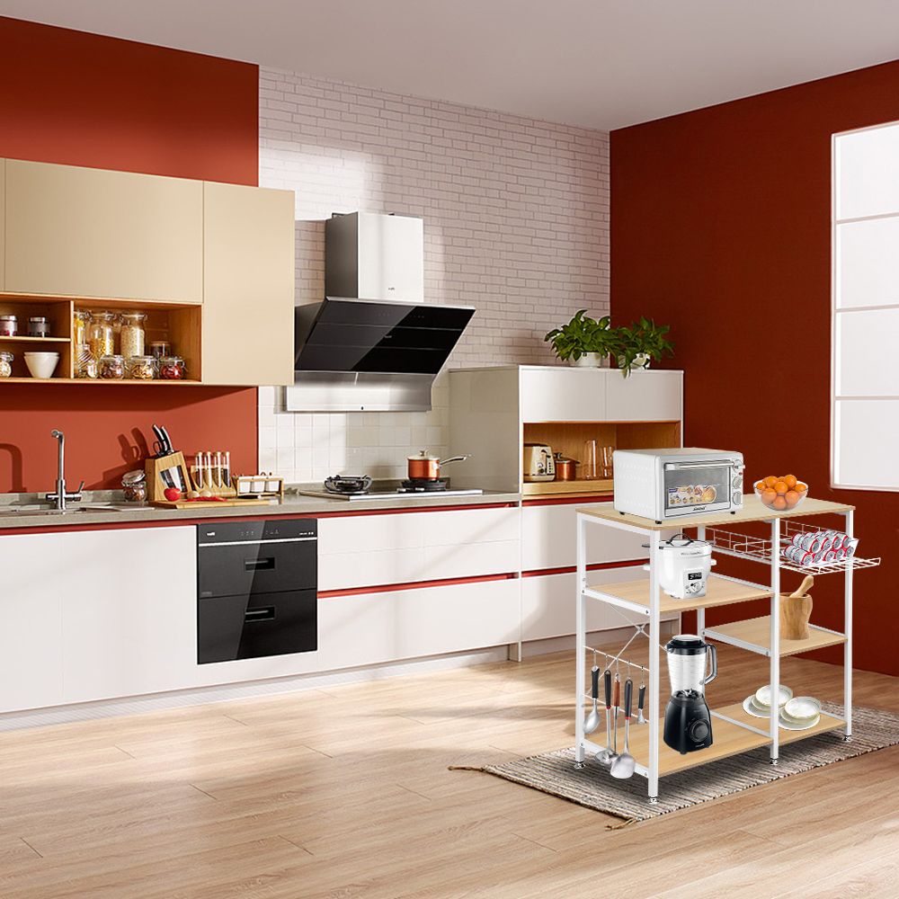3-Tier Kitchen Baker’s Rack – Microwave Stand with Storage Shelf and Hooks