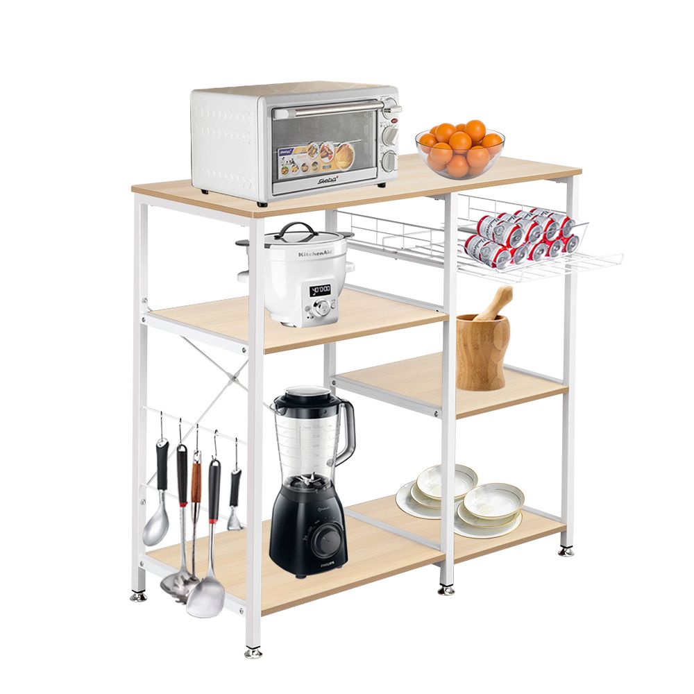 3-Tier Kitchen Baker’s Rack – Microwave Stand with Storage Shelf and Hooks