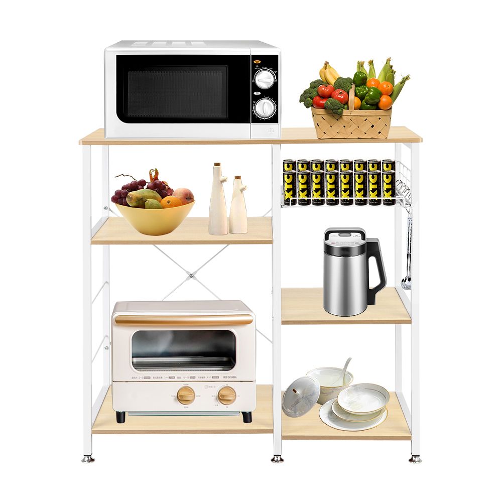 3-Tier Kitchen Baker’s Rack – Microwave Stand with Storage Shelf and Hooks