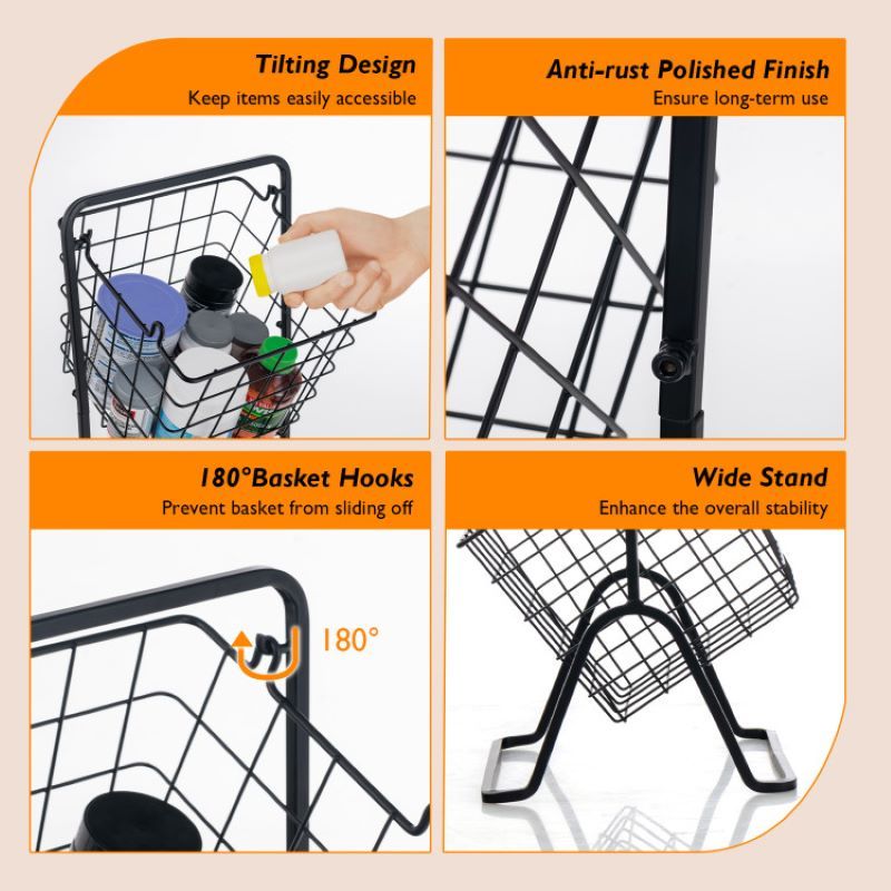3-Tier Kitchen Storage Basket for Fruits and Items