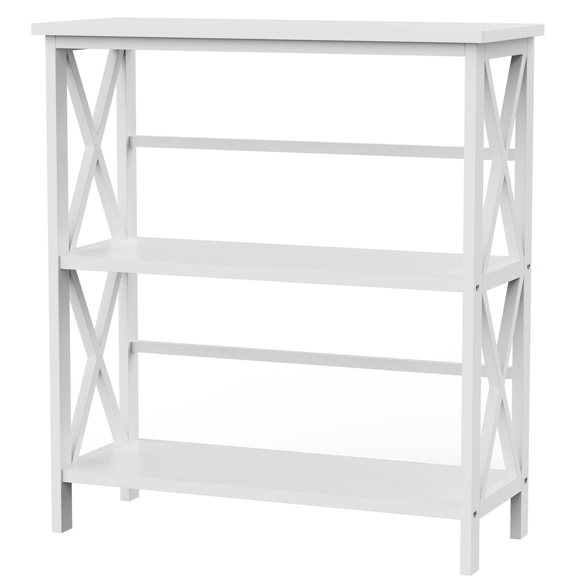 3-Tier Wall Mounted Bookshelf - Drill-Free Open Bookcase for Home Office or Study, White