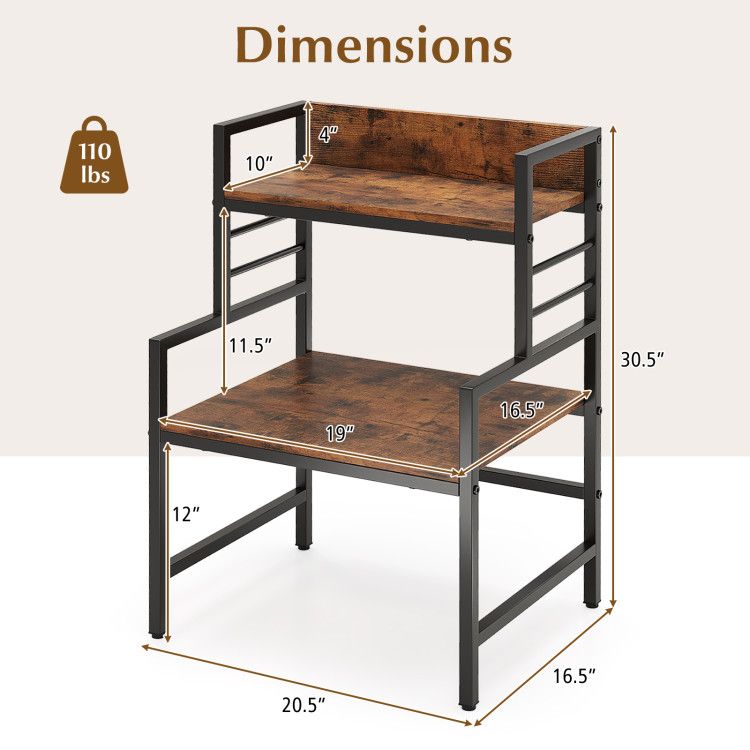 Three-Tier Microwave Stand with Open Kitchen Shelves