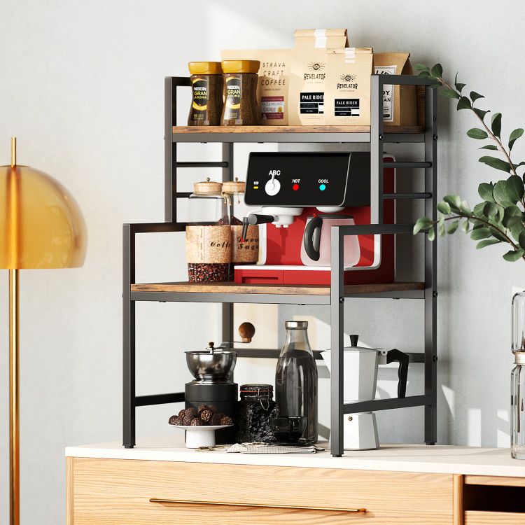 Three-Tier Microwave Stand with Open Kitchen Shelves