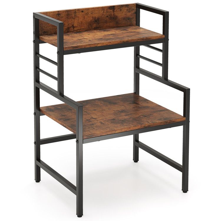 Three-Tier Microwave Stand with Open Kitchen Shelves