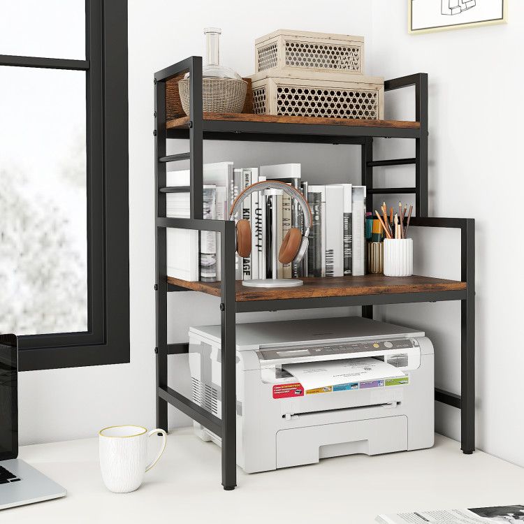 Three-Tier Microwave Stand with Open Kitchen Shelves