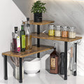 3-Tier Rustic Corner Shelf Organizer for Kitchen and Bathroom Storage