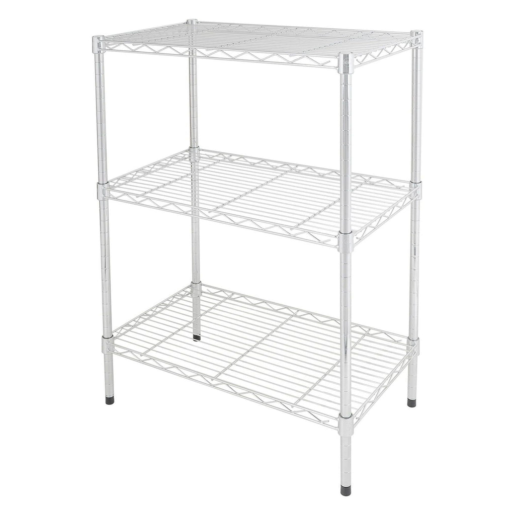 Three-Tier Chrome Wire Rack with Adjustable Shelves