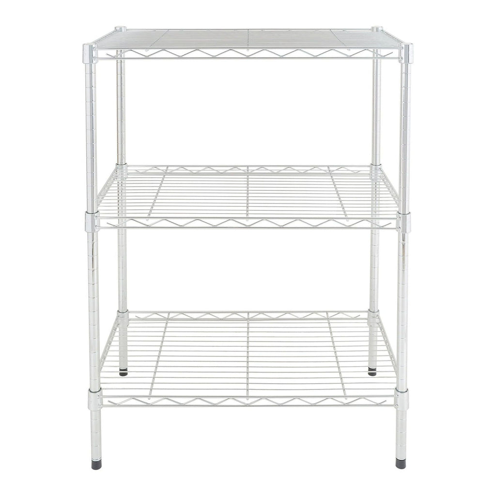 Three-Tier Chrome Wire Rack with Adjustable Shelves