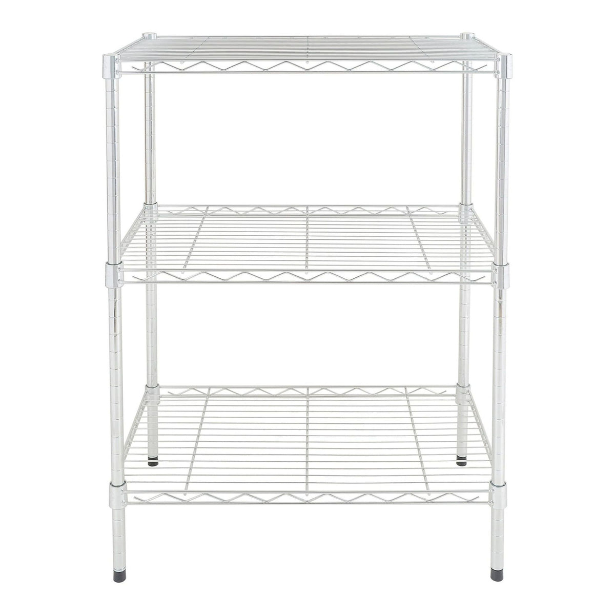 Three-Tier Chrome Wire Rack with Adjustable Shelves
