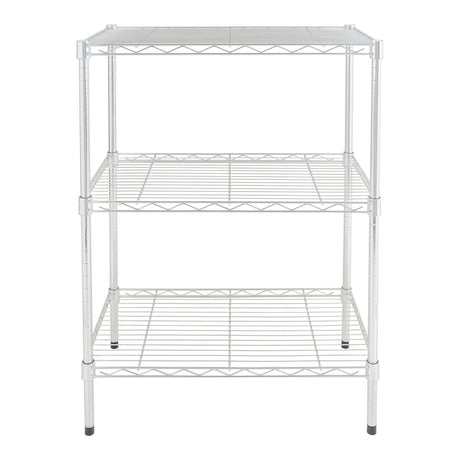 Three-Tier Chrome Wire Rack with Adjustable Shelves