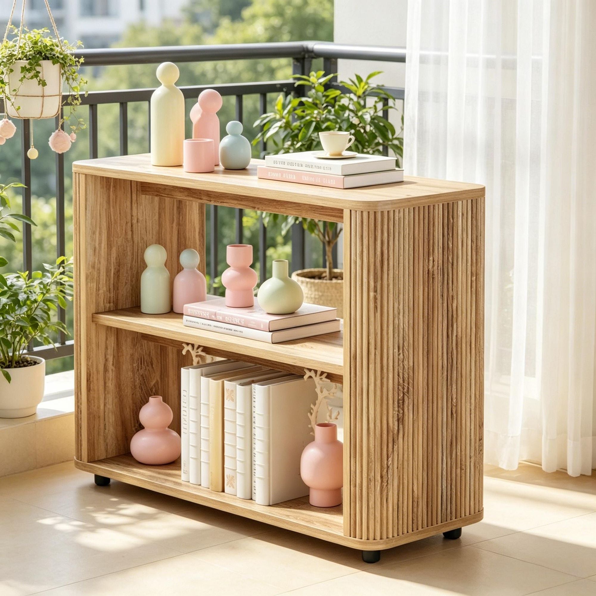 Espresso Narrow Side Table with Three Open Tiers
