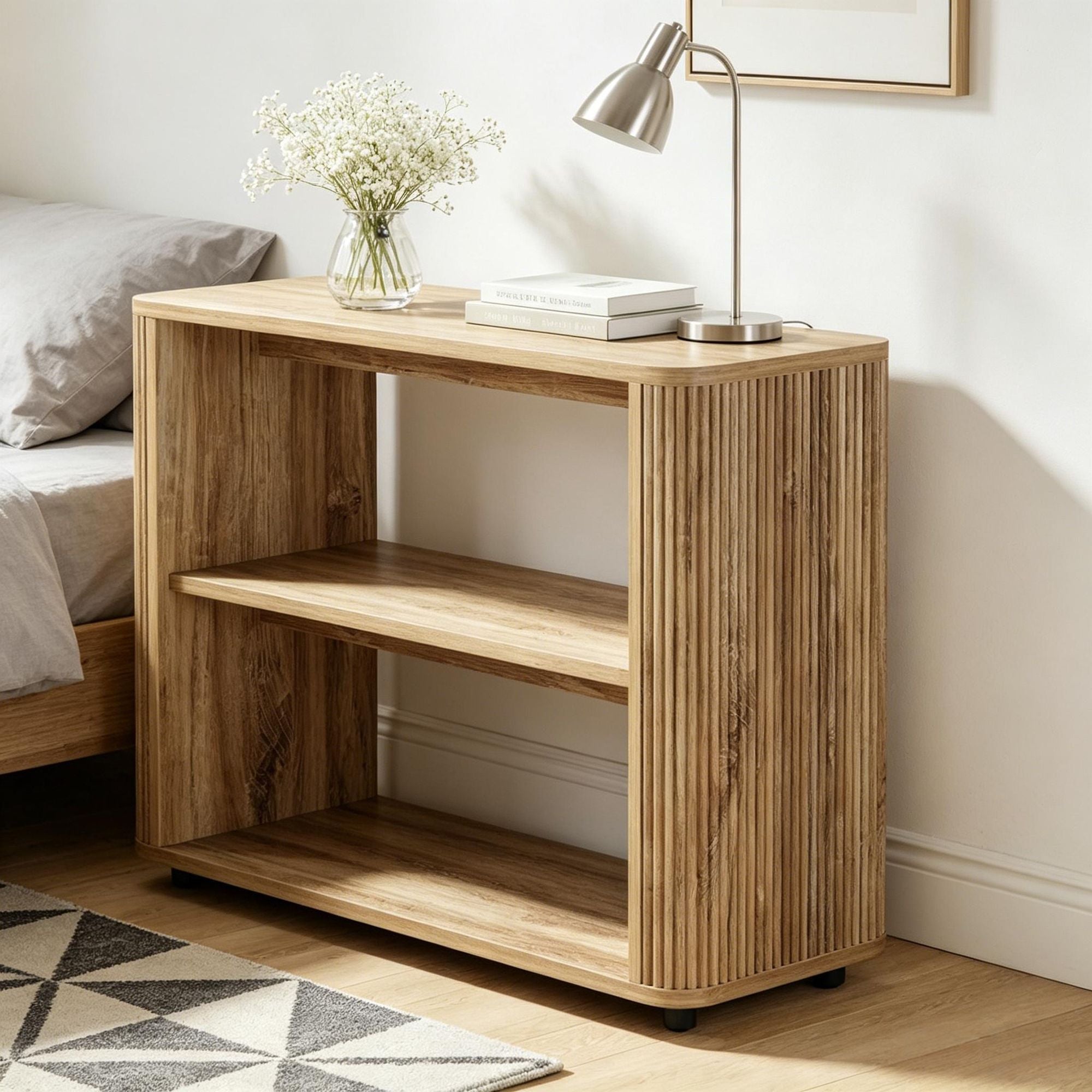 Espresso Narrow Side Table with Three Open Tiers