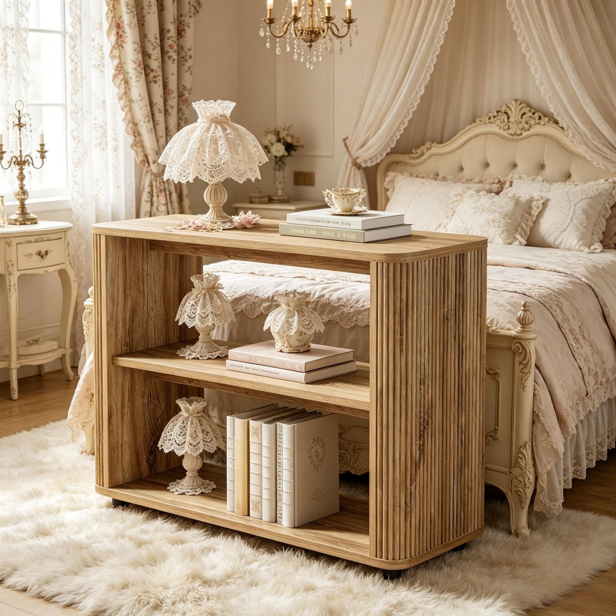 Espresso Narrow Side Table with Three Open Tiers