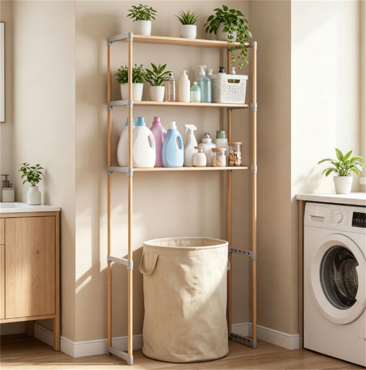 3-Tier Over Toilet Storage Shelf in Solid Pine Wood