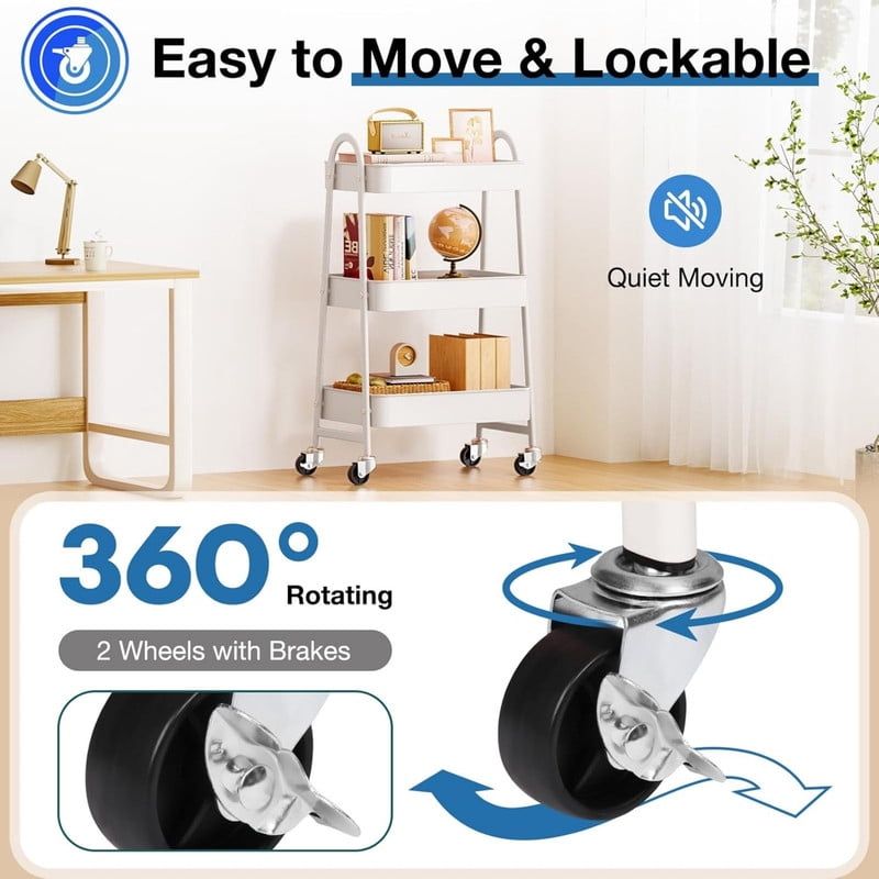 Mobile Mesh Storage Cart with Locking Casters