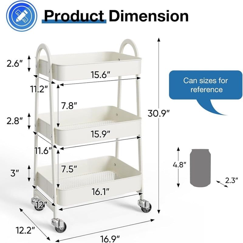 Mobile Mesh Storage Cart with Locking Casters