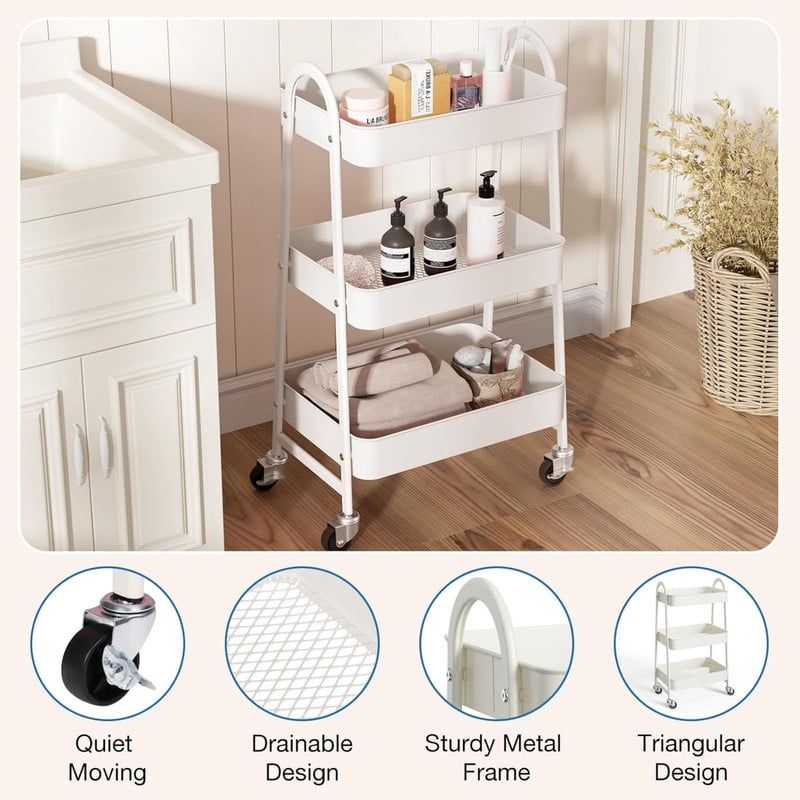Mobile Mesh Storage Cart with Locking Casters