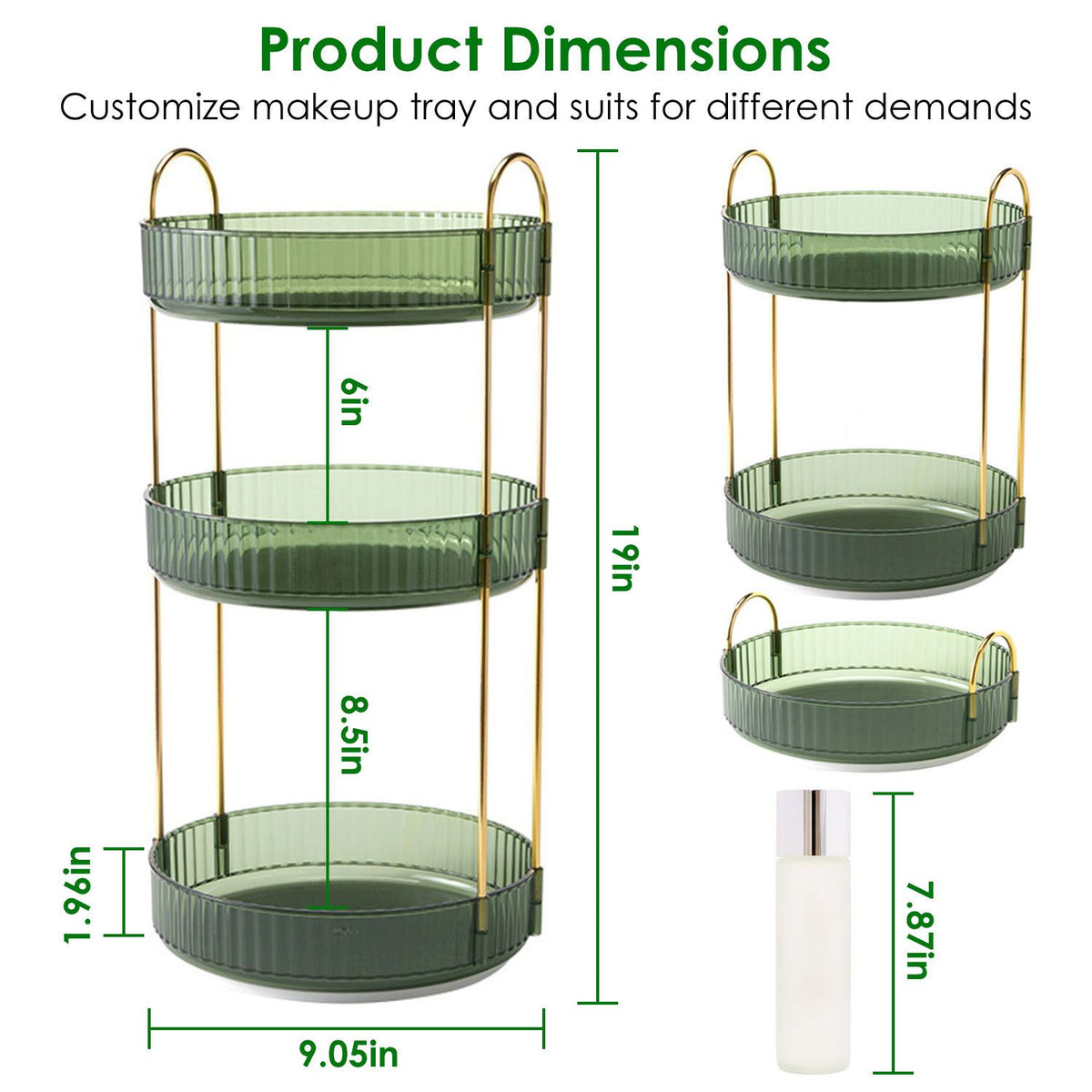 Three-Tier Rotating Makeup and Perfume Organizer