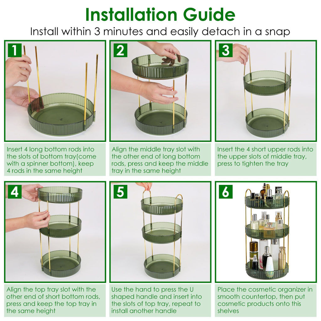 Three-Tier Rotating Makeup and Perfume Organizer