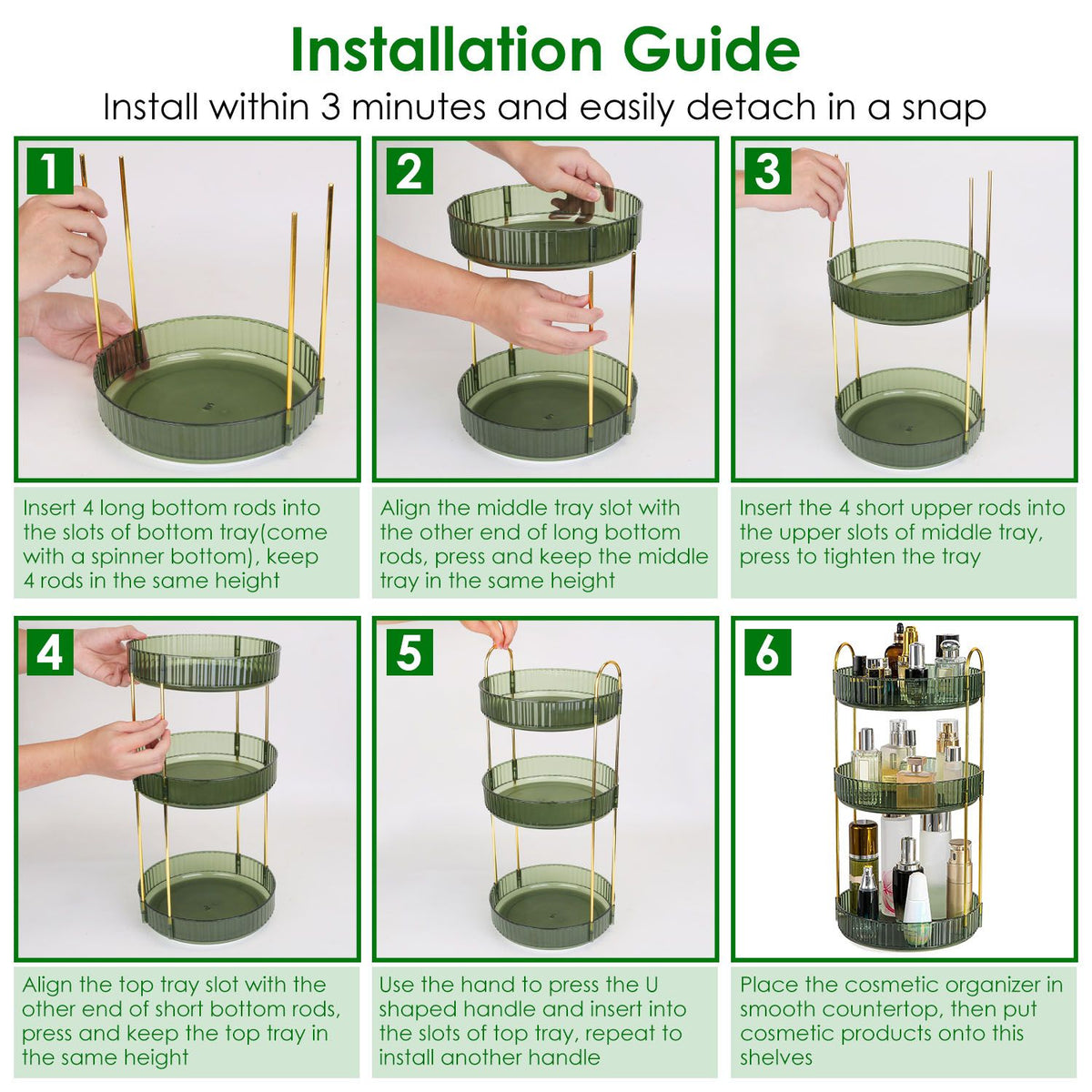 Three-Tier Rotating Makeup and Perfume Organizer
