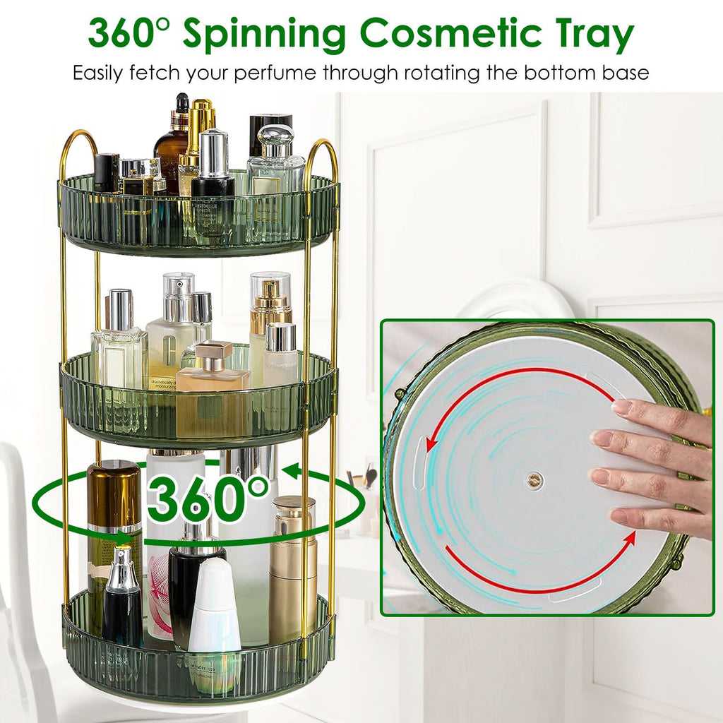 Three-Tier Rotating Makeup and Perfume Organizer