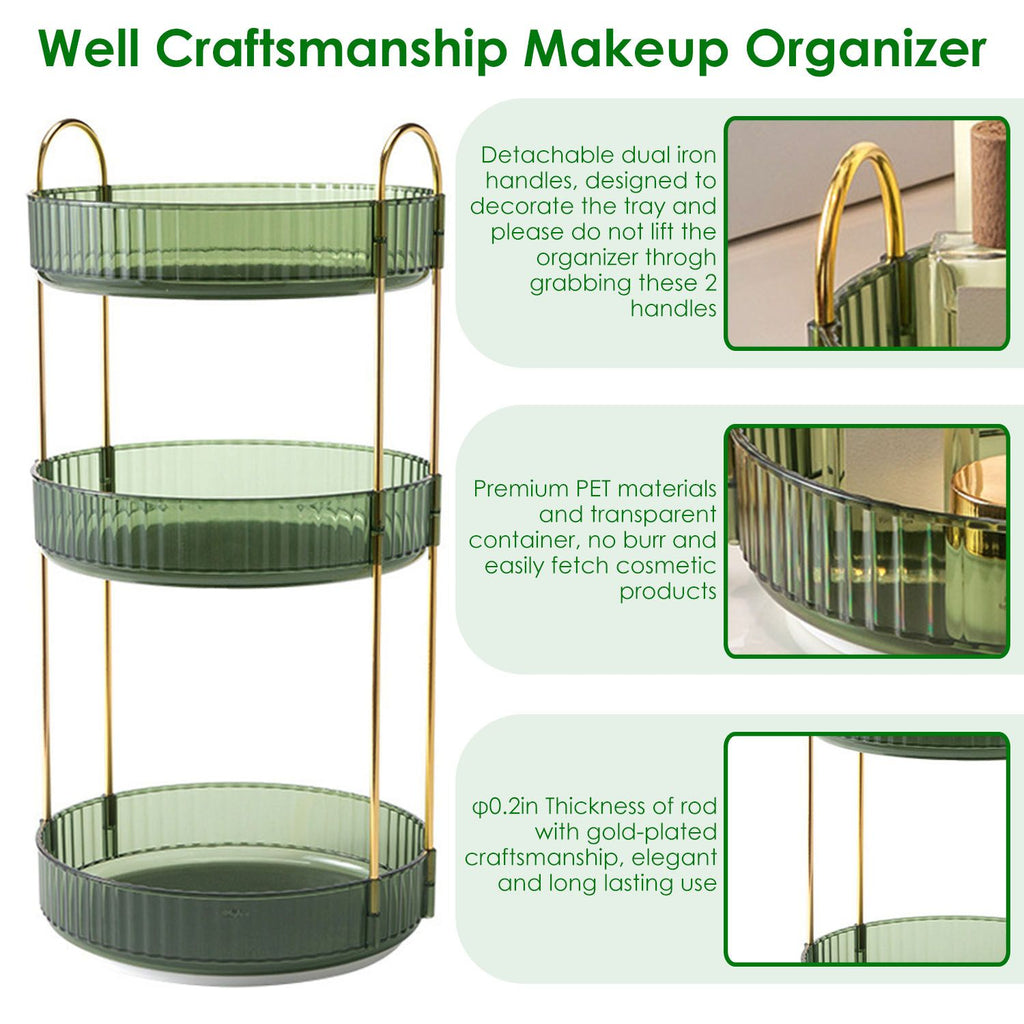 Three-Tier Rotating Makeup and Perfume Organizer