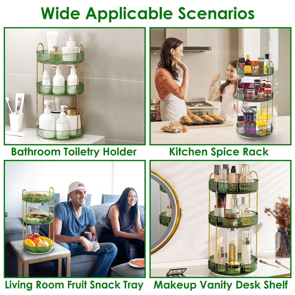 Three-Tier Rotating Makeup and Perfume Organizer