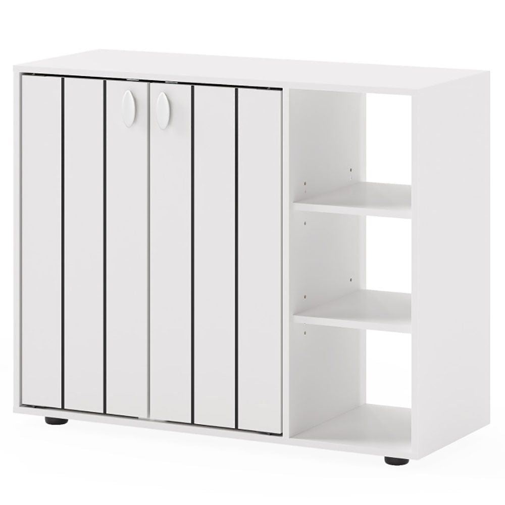 3-Tier Shoe Cabinet with Doors with Adjustable Open Shelves for Entryway