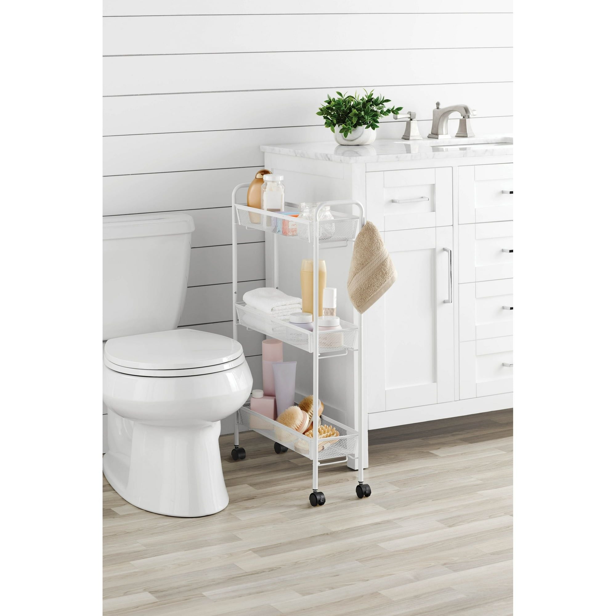 Organize Your Bathroom with This Slim 3-Tier Rolling Cart