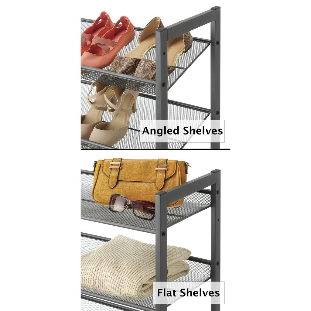 3-Tier Stacking 12 Pair Shoe Rack, Steel, Gray