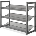 3-Tier Stacking 12 Pair Shoe Rack, Steel, Gray