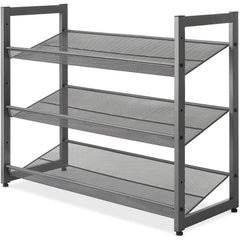 3-Tier Stacking 12 Pair Shoe Rack, Steel, Gray