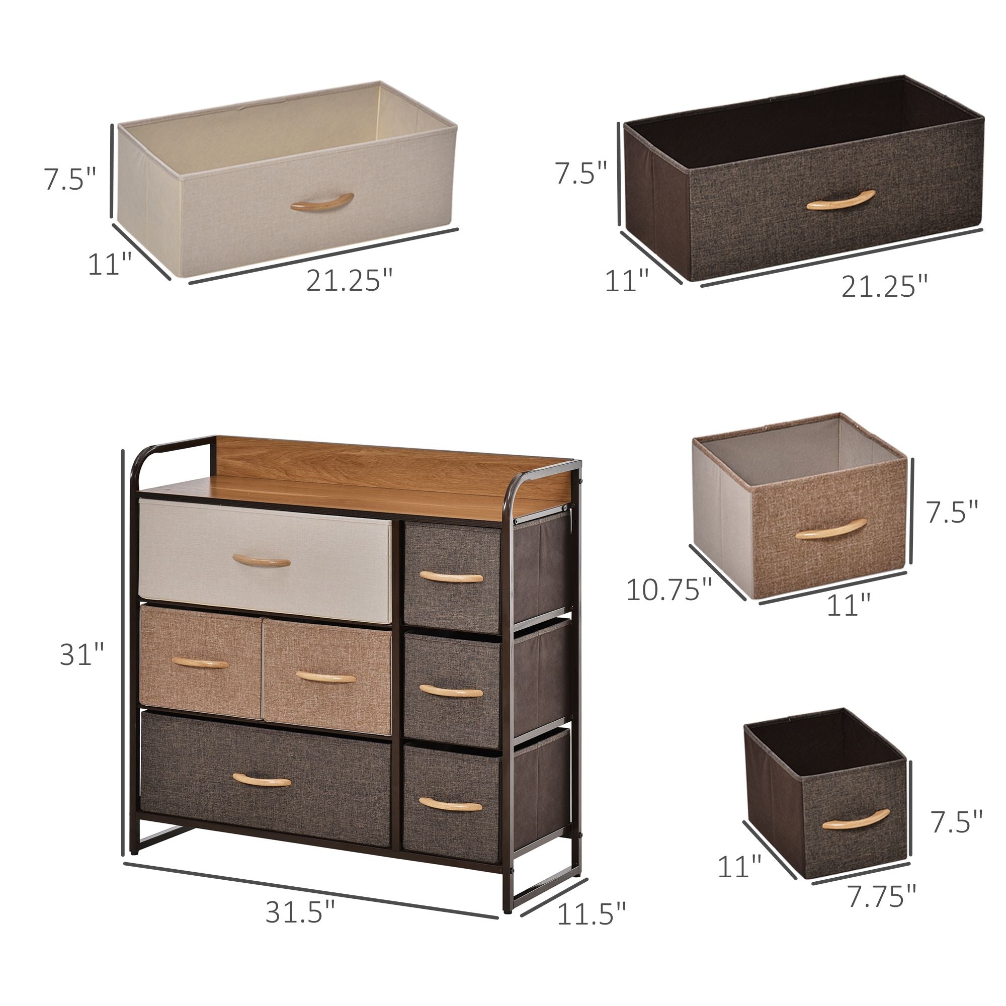 7-Drawer Storage Organizer with Foldable Drawers