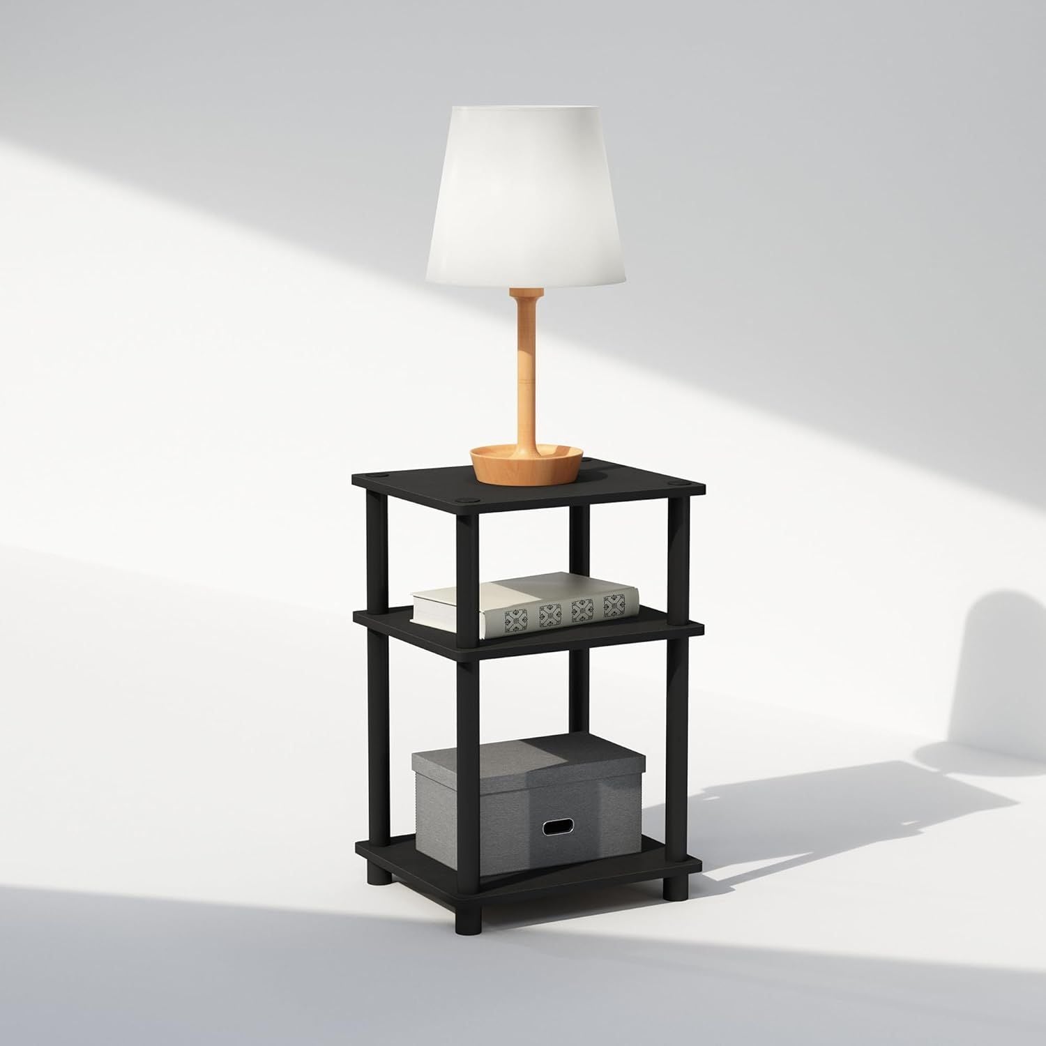 3-Tier Turn-N-Tube Open Storage Nightstand for Bedroom Organization