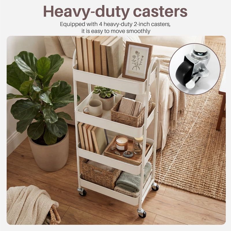 Three-Tier Rolling Utility Cart with Lockable Casters