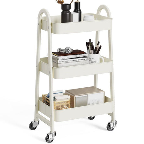 Three-Tier Rolling Utility Cart with Lockable Casters