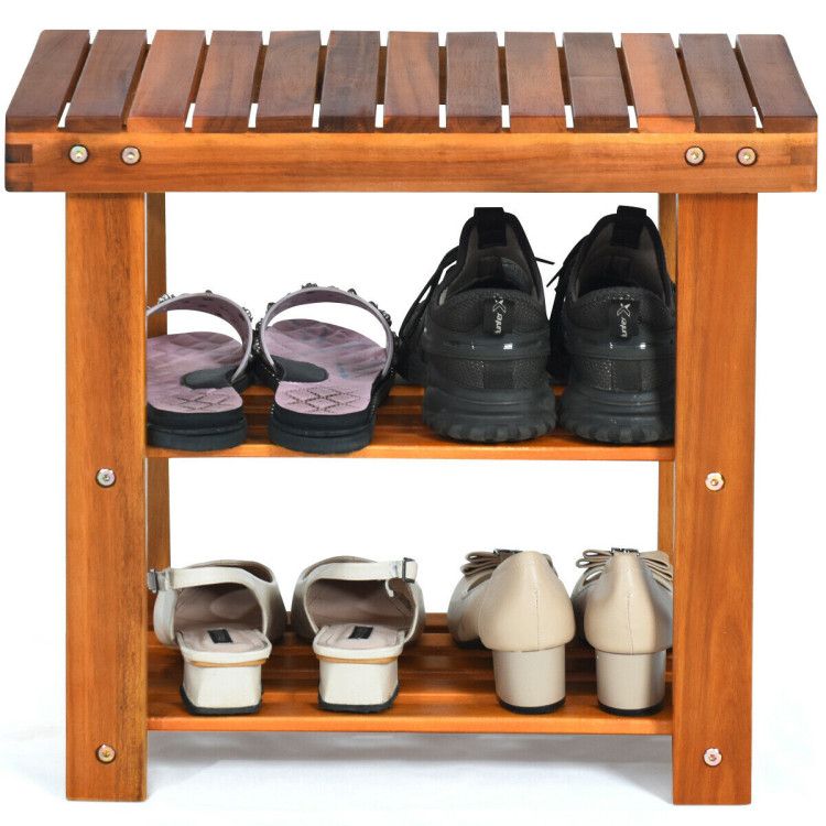 Three-Tier Shoe Rack and Bench for Entryway and Bedroom