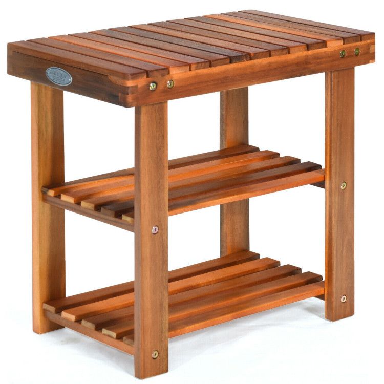 Three-Tier Shoe Rack and Bench for Entryway and Bedroom