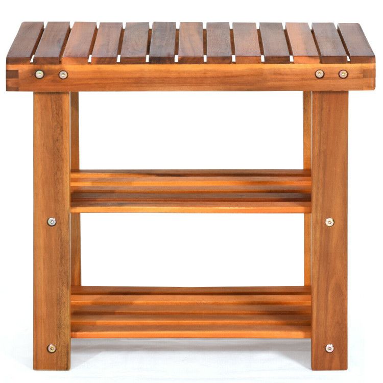 Three-Tier Shoe Rack and Bench for Entryway and Bedroom