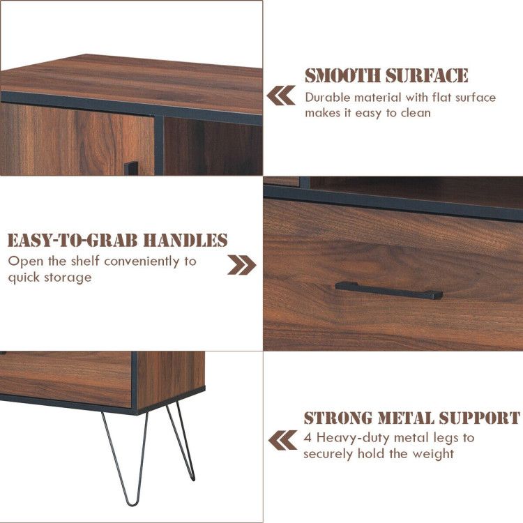Three-Tier Cabinet with Open and Enclosed Storage