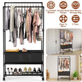 3-Tiered Portable Clothing Rack with Double Hanging Rods and Storage Bag