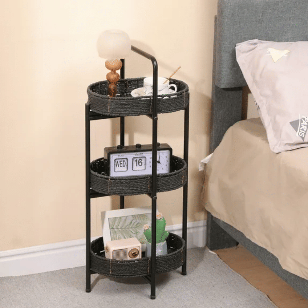 Three-Tier Oval Side Table with Detachable Tray